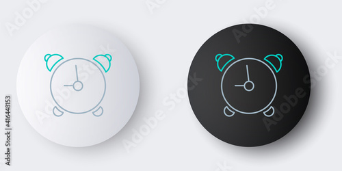 Line Alarm clock icon isolated on grey background. Wake up, get up concept. Time sign. Colorful outline concept. Vector.