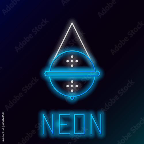 Glowing neon line Ball tea strainer icon isolated on black background. Colorful outline concept. Vector.