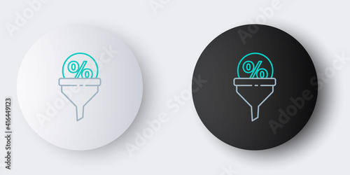 Line Lead management icon isolated on grey background. Funnel with discount percent. Target client business concept. Colorful outline concept. Vector.