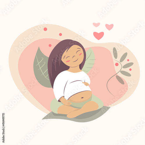 Happy pregnant woman. Illustration