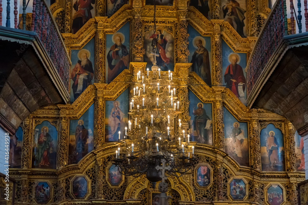 STAROCHERKASSK, RUSSIA - 15 SEPTEMBER 2019: altar in Cossack Baroque style