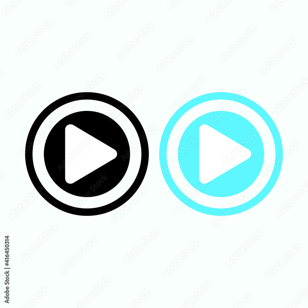 Play button icon in trendy flat style isolated on grey background. Play symbol for your web site design, logo, app, UI. Vector illustration