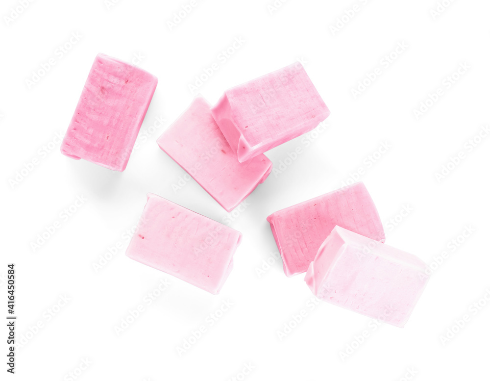 Chewing gums on white background