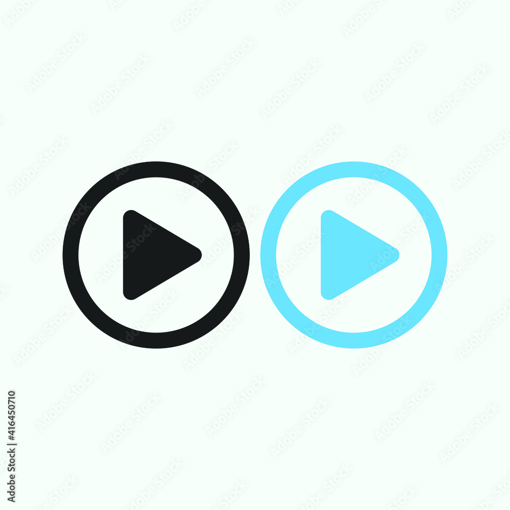 Play button icon in trendy flat style isolated on grey background. Play symbol for your web site design, logo, app, UI. Vector illustration Play button icon in trendy flat style isolated on grey background. Play symbol for your web site design, logo, app, UI. Vector illustration
