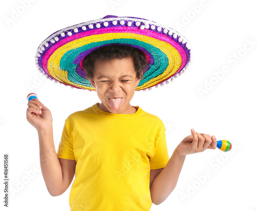 Funny Mexican boy in sombre...