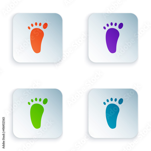 Color Foot massage icon isolated on white background. Set colorful icons in square buttons. Vector.
