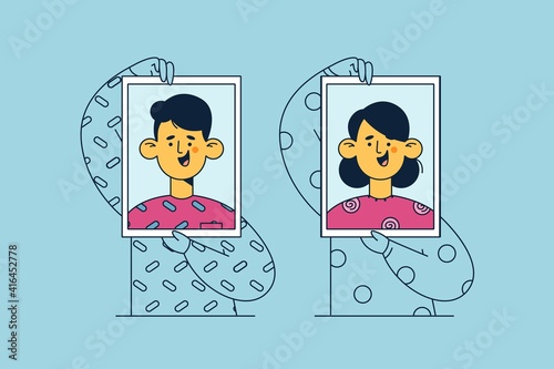 Self identity, identification, self portrait concept