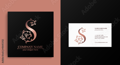 Premium Vector S logo. Monnogram and business cards. Personal logo or sign for branding an elite company.