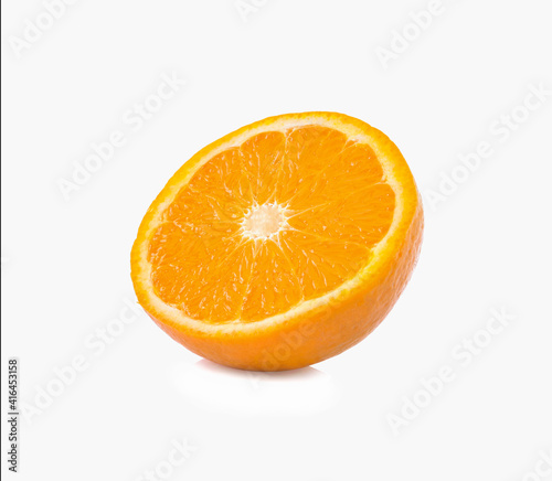 Slice of fresh orange isolated on white background