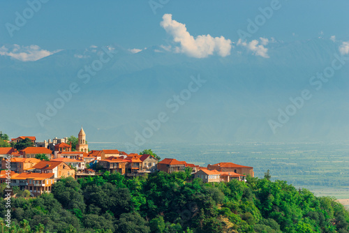 The view on Signagi and Alazani valley, Georgia. Sighnaghi city of love in Georgia, Kakheti region photo