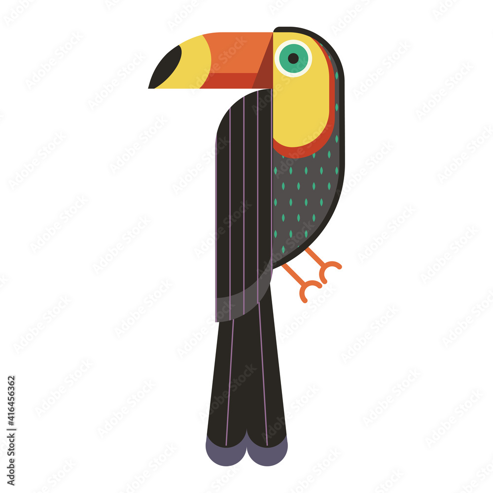 Fototapeta premium Toucan Bird Geometric Icon in Flat Design