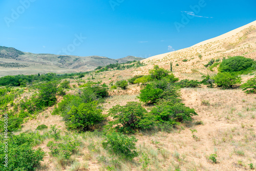 Sand dune dune Sarikum in Dagestan, Russia