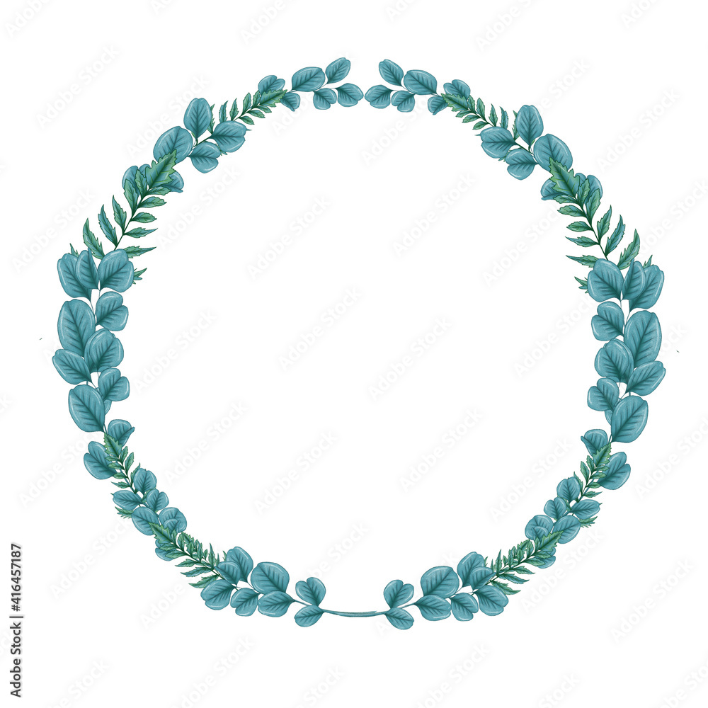 Obraz premium Lovely eucaliptys wreath decor element, eucaliptus wreath design element, wreath decor