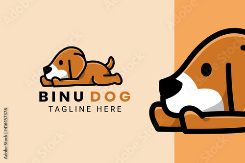 Cute Kawaii Puppy Dog Mascot Cartoon Logo Design Icon Illustration Character Hand Drawn. Suitable for every category of business, company, brand like pet store or pet shop, toys, food, and many more