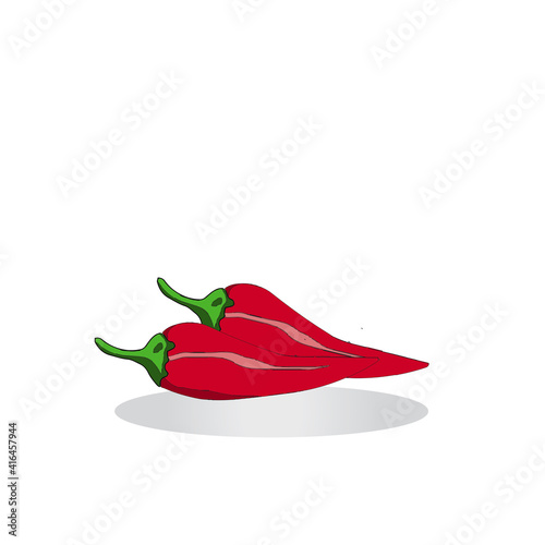 Closeup chilly pepper. Hot red chili peppers, cartoon mexican chilli or chillies illustration, vectors paprika icon signs isolated on white background