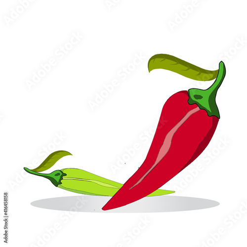 Closeup chilly pepper. Hot red chili peppers, cartoon mexican chilli or chillies illustration, vectors paprika icon signs isolated on white background