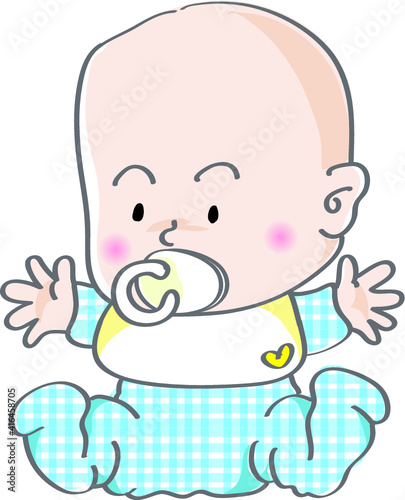 vector cartoon cute baby with nipple
