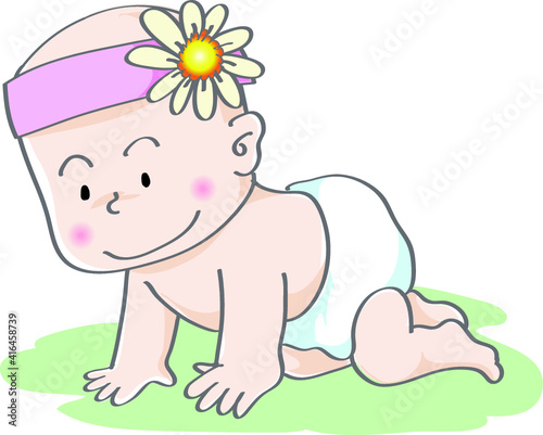 vector cartoon baby girl