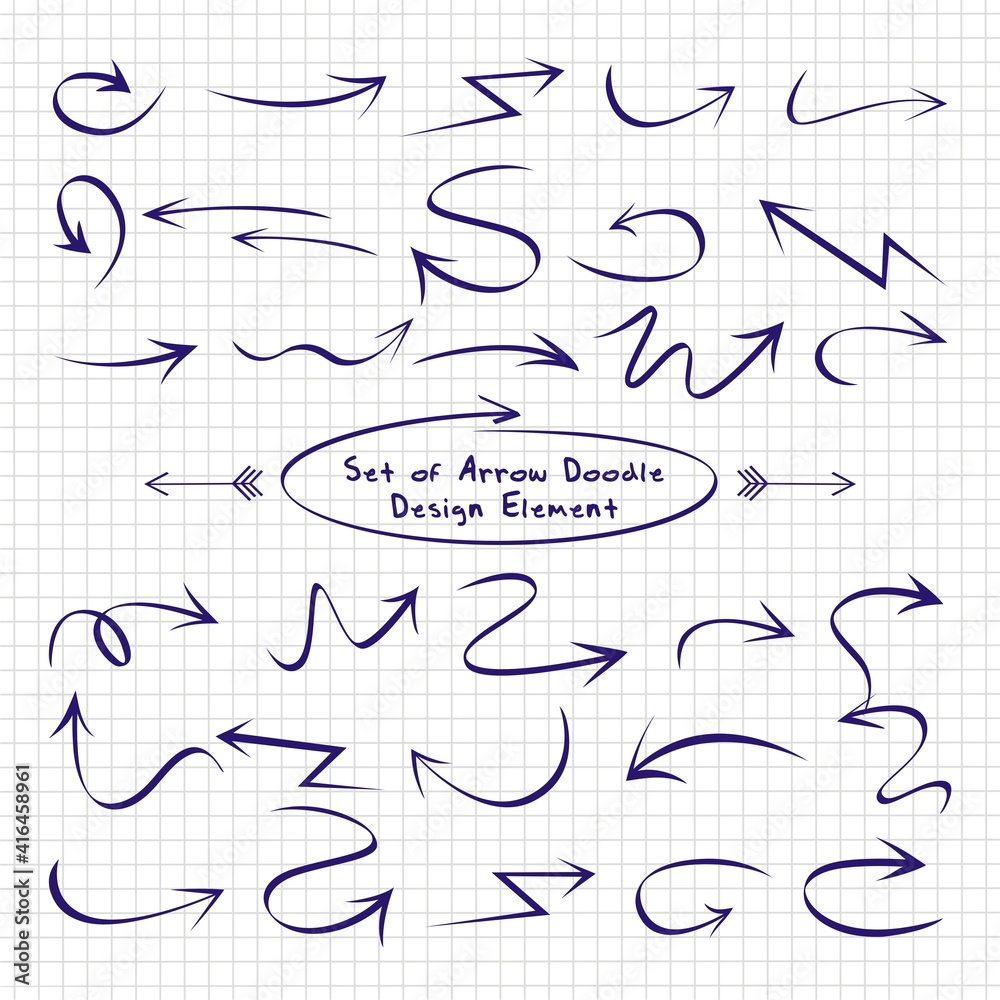 Set of arrows vector illustration.Arrow doodles vector. A set of simple sketches of arrows. Up, down, left, right ones Set of arrows vector illustration.Arrow doodles vector. A set of simple sketches of arrows. Up, down, left, right ones