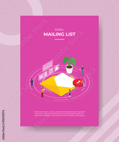 mailing list concept for template banner and flyer for printing with isometric style