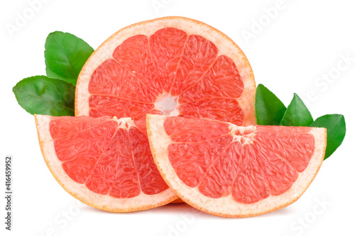 Fresh grapefruit slices, isolated on white background