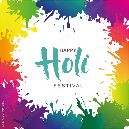 Vector Illustration of Holi Festival with colorful text for card, Poster, banner For indian Festival Of Holi.