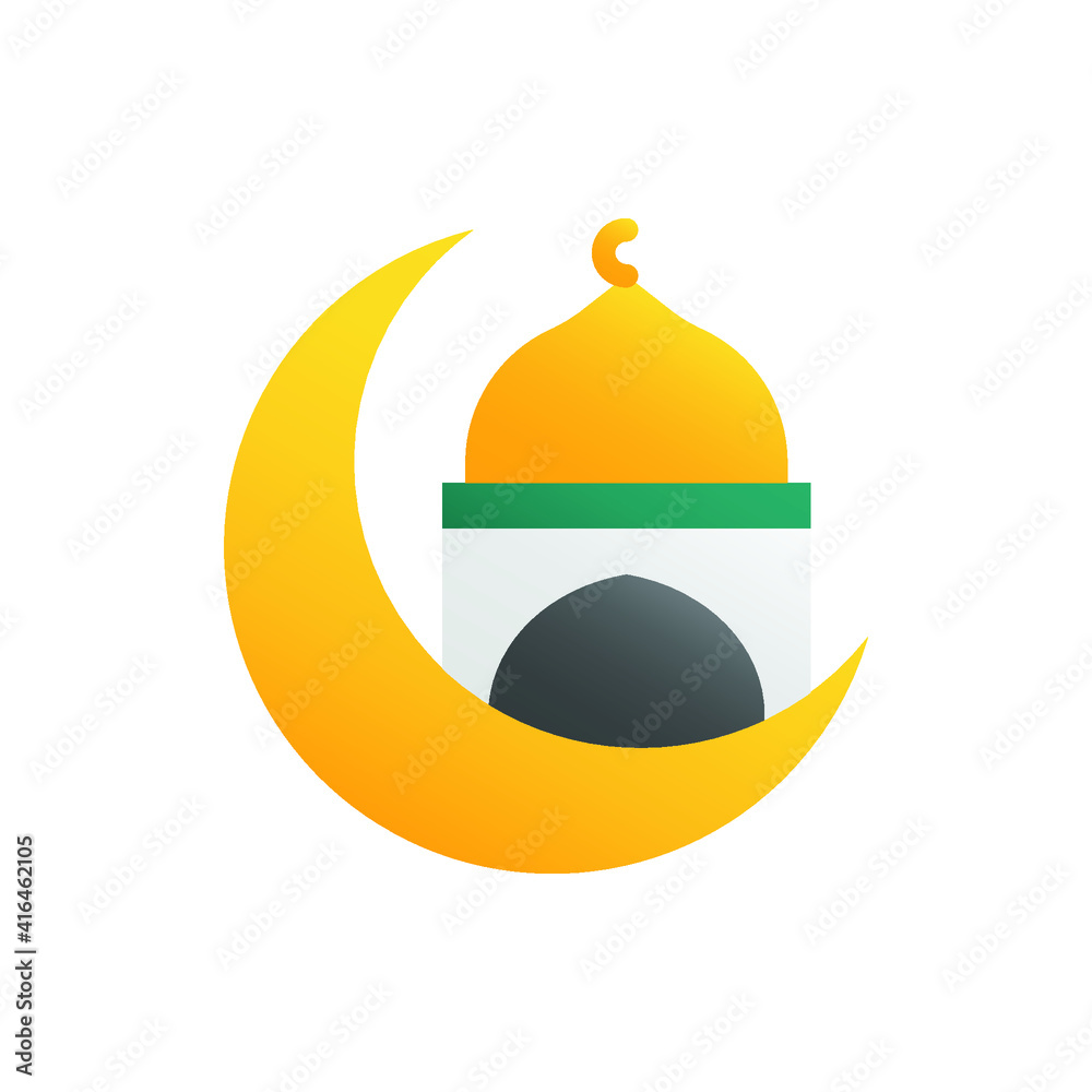 Crescent Moon, Muslim, Islam Flat Icon Logo Illustration Vector ...