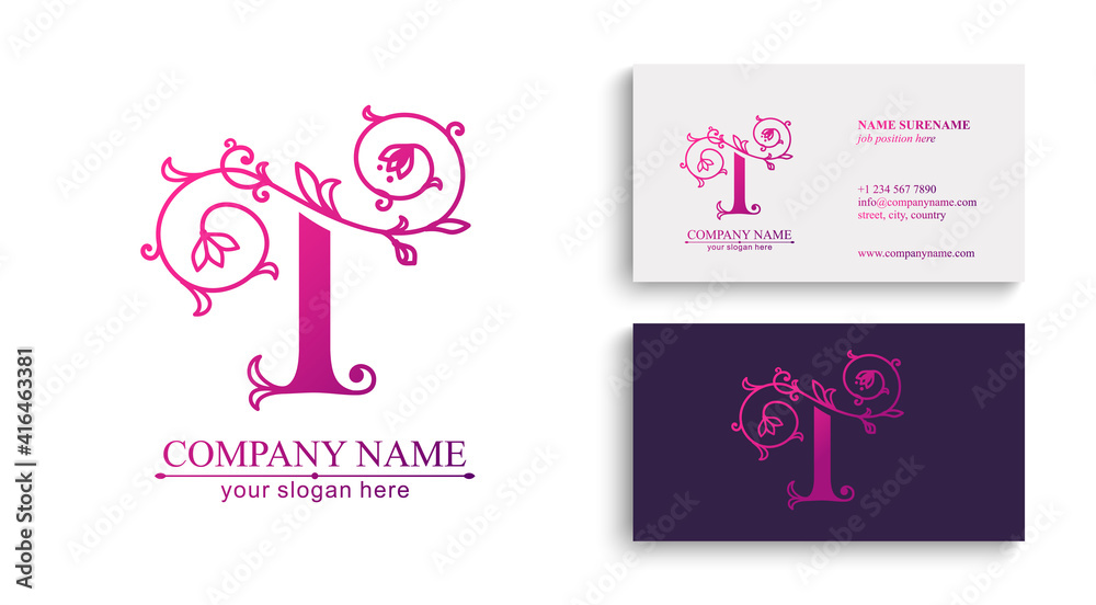 Premium Vector T logo. Monnogram, lettering and business cards. Personal logo or sign for branding an elite company.