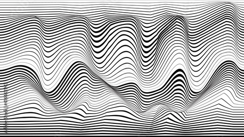 Abstract flow lines background . Fluid wavy shape .Striped linear pattern . Music sound wave . Vector illustration
