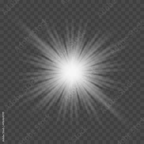 Starburst, sun rays. Vector illustration isolated on transparent background.