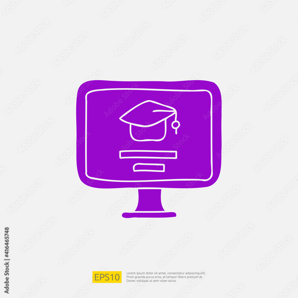 online learning doodle icon for education and back to school concept. e-learning Solid glyph sign symbol vector illustration online learning doodle icon for education and back to school concept. e-learning Solid glyph sign symbol vector illustration