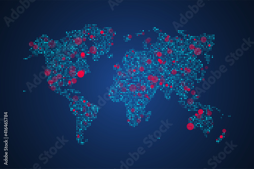 Abstract map of the spread virus