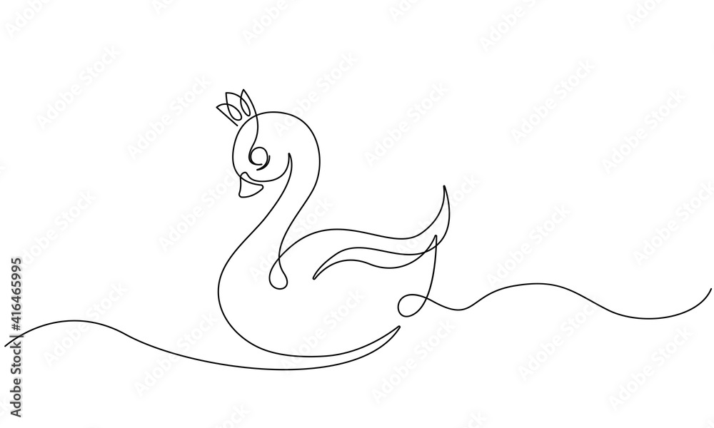 Swan Continuous Line Drawing. Cute Swan Simple Contour Drawing for Children's Design. Continuous One Line Drawing of Magical Bird. Vector EPS 10. Swan Continuous Line Drawing. Cute Swan Simple Contour Drawing for Children's Design. Continuous One Line Drawing of Magical Bird. Vector EPS 10.