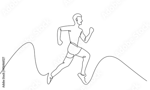 Continuous Line Drawing of Runner, Sport Minimalist Concept, Man Running Drawing, Vector Illustration. Good for Prints, T-shirt, Banners, Slogan Design Modern Graphics Style