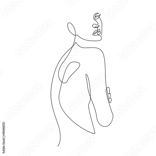 Woman Line Art Drawing Black Sketch Isolated on White Background. Female Figure Continuous Line Drawing. Naked Woman Body Modern Minimalist Art for Poster, Print, Wall Decor. Vector  EPS 10