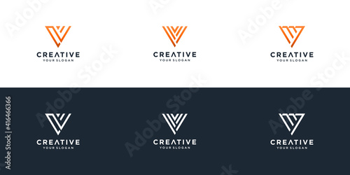 Initials v logo design template