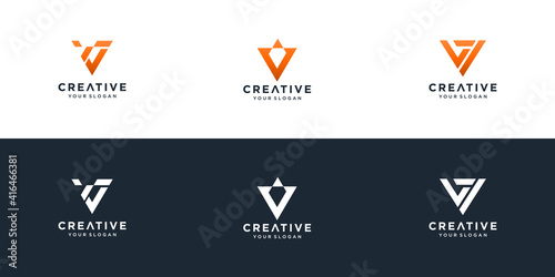 Initials v logo design template