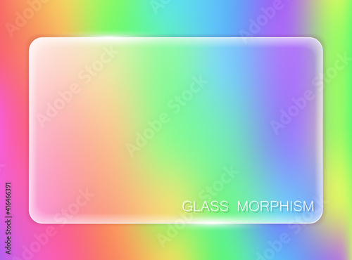 Transparent plate in trendy style glassmorphism or frosted glass. Abstract multicolor background with a place for text. For sites, applications, wallpapers and internet projects. Vector illustration