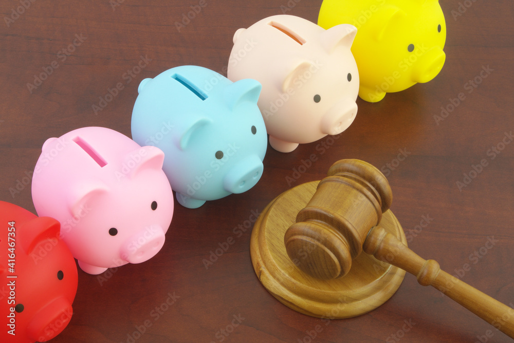 Laws and rules for financial funds and saving money concept, wooden