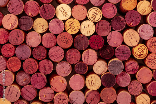 Wine corks background, overhead shot