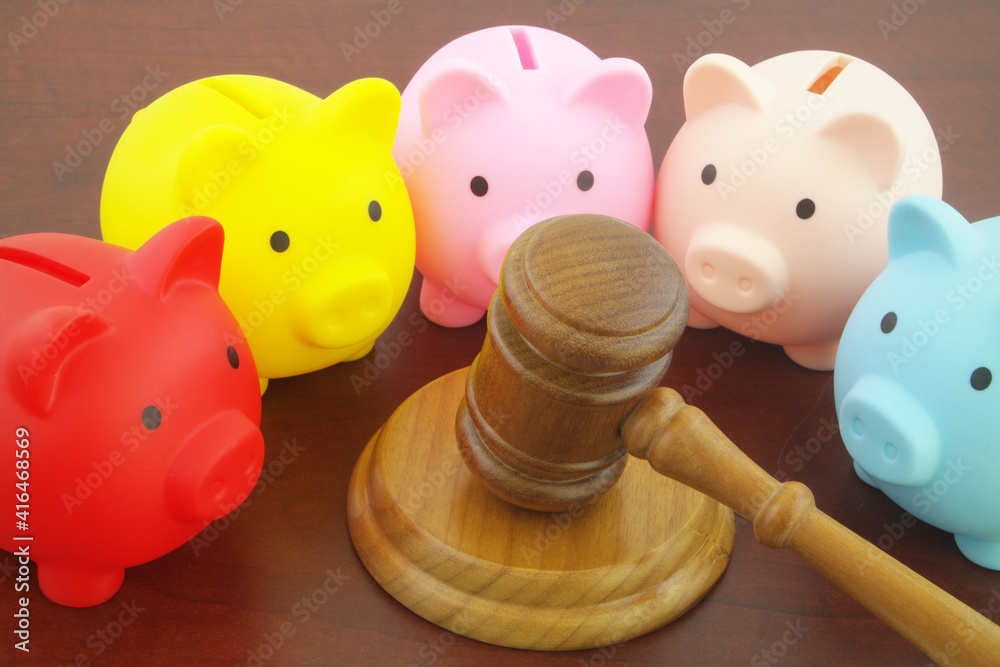 Laws and rules for financial funds and saving money concept, wooden