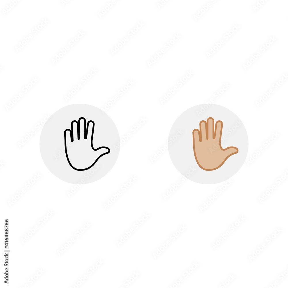 Icon for clubhouse app. Raise hand for chatting. Palm of hand icons. Vector Icon for clubhouse app. Raise hand for chatting. Palm of hand icons. Vector