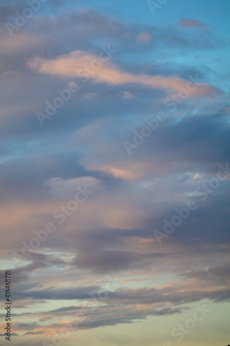 Rain clouds in the sky at sunset