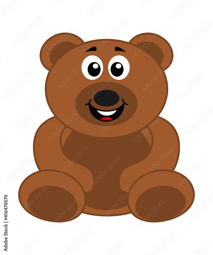 a big brown teddy bear plush sitting happily with a big smile on his face