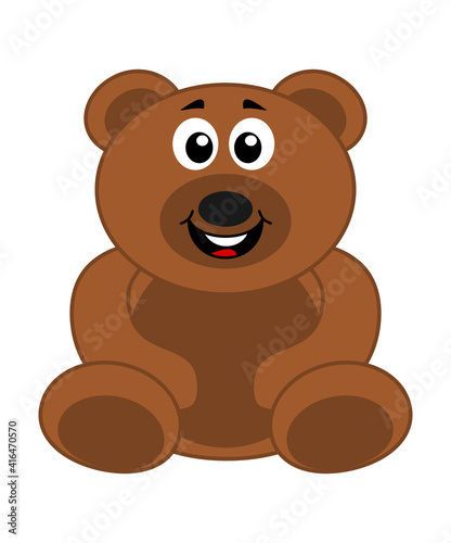 a big brown teddy bear plush sitting happily with a big smile on his face