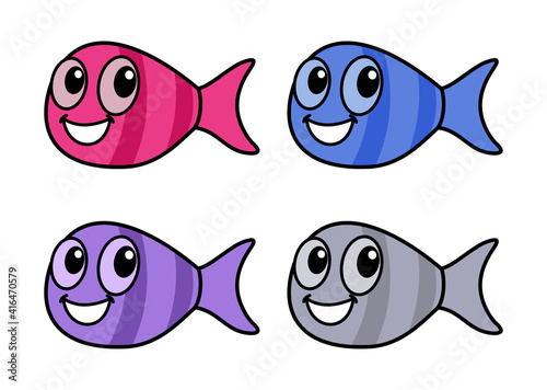 smiling fish caught in the sea with colorful for fish shop