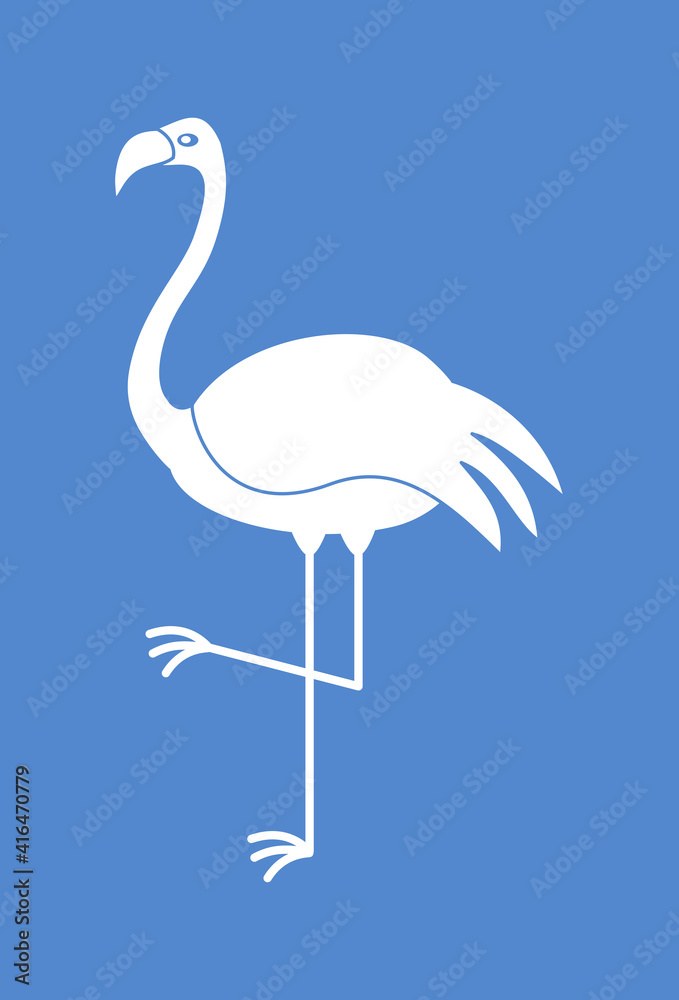 Fototapeta premium a flamingo of a white colour with a blue background