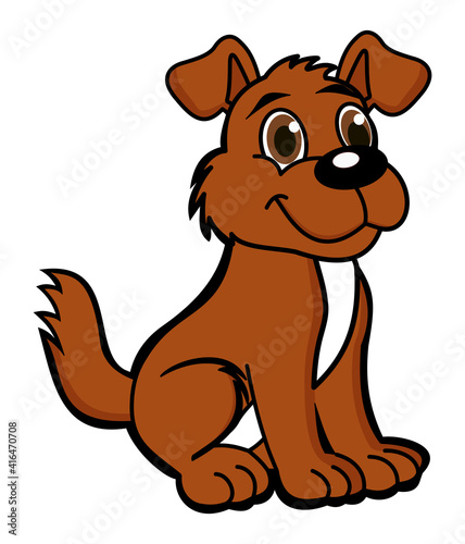 A young and very cute little brown dog sitting and smiling to be used as a sticker