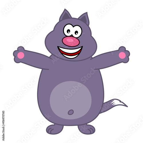 Fototapeta Naklejka Na Ścianę i Meble -  a big purple cat, cute and very smiling, wanting to give a hug