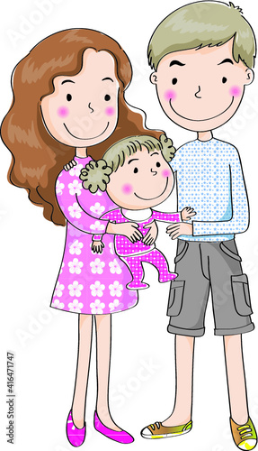 vector cartoon family daddy mommy baby girl